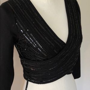 New bebe xs black crop top - sequin -